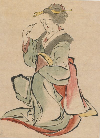 Femme tournée vers la droite, faisant signe - Katsushika Hokusai