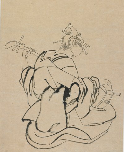 Femme de dos jouant du shamisen, fin 18e-début 19e siècle - Katsushika Hokusai