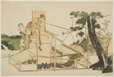 Femmes tissant sur un métier - Katsushika Hokusai