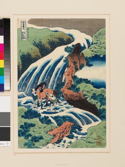 Cascade de Yoshino, où Yoshitsune a lavé son cheval - Katsushika Hokusai