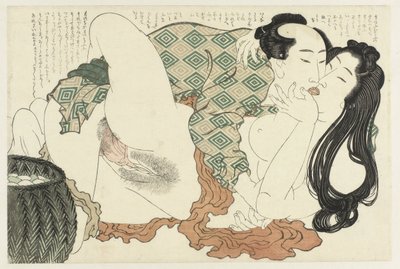 Pêcheur embrassant une plongeuse - Katsushika Hokusai