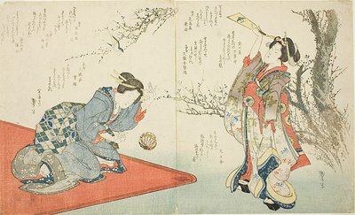 Deux femmes jouant au volant - Katsushika Taito II