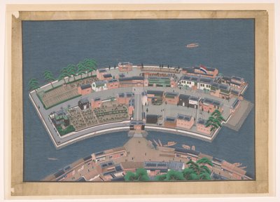 Vue de Deshima - Kawahara Keiga (workshop of)