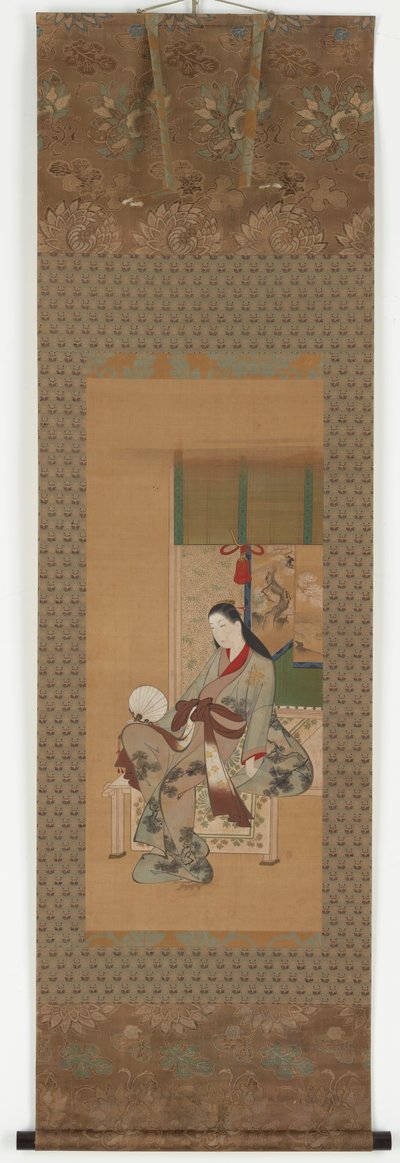 Une fille assise sur une véranda, période Edo, 18e siècle - Kawamata Tsuneyuki