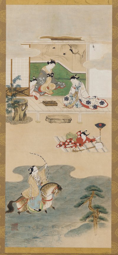 Parodie du conte de Nasu no Yoichi, période Edo, 1615-1868 - Kawamata Tsuneyuki