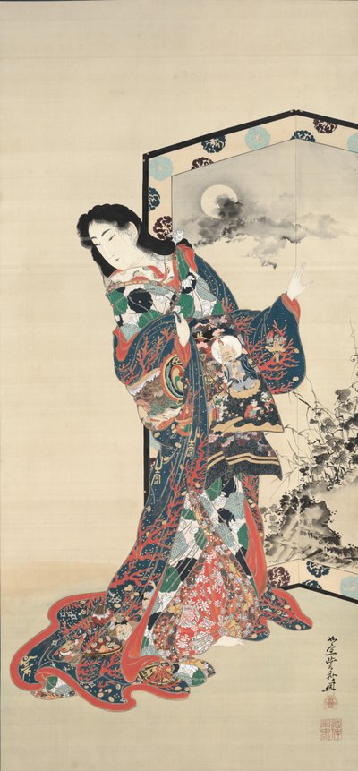 Beauté devant un écran - Kawanabe Kyosai