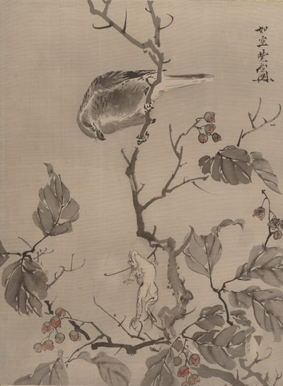 Oiseau et grenouille, vers 1887 - Kawanabe Kyosai