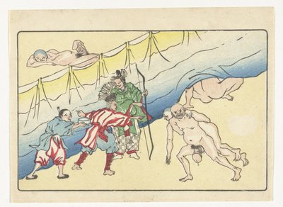 Archer et hommes nus - Kawanabe Kyosai