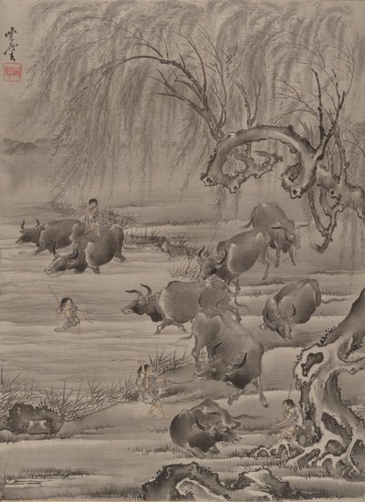 Buffle et berger, ca. 1887 - Kawanabe Kyosai