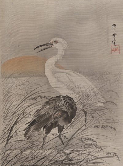 Grues dans le marais, vers 1887 - Kawanabe Kyosai