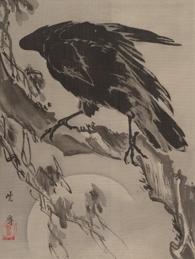 Corbeau et la Lune, vers 1887 - Kawanabe Kyosai