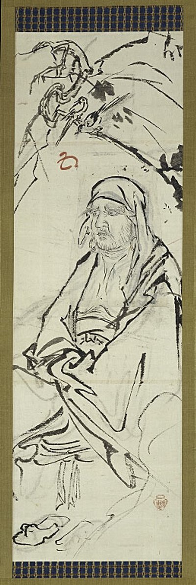 Daruma (Bodhidharma), une des six esquisses - Kawanabe Kyosai
