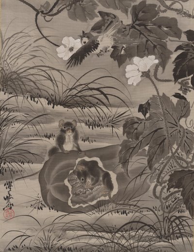 Souris dans un melon, vers 1887 - Kawanabe Kyosai