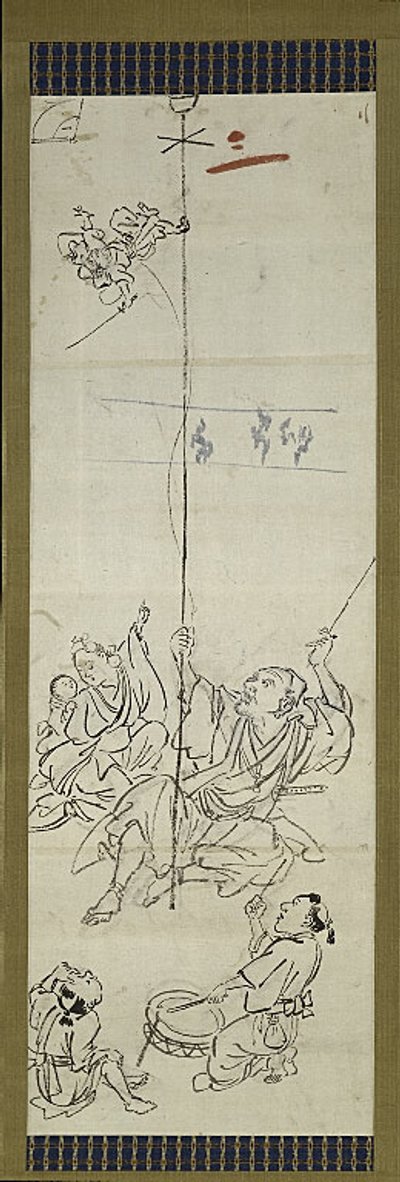 Monkey Trainer, une des six esquisses - Kawanabe Kyosai