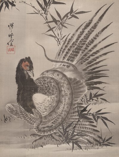 Faisan attrapé par un serpent - Kawanabe Kyosai
