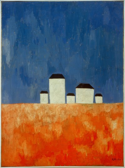 Paysage avec cinq maisons - Kazimir Severinovich Malevich