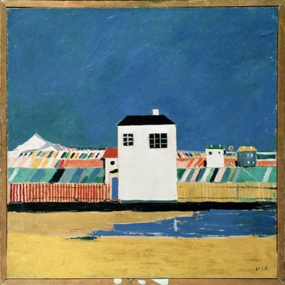 Paysage avec une maison blanche - Kazimir Severinovich Malevich