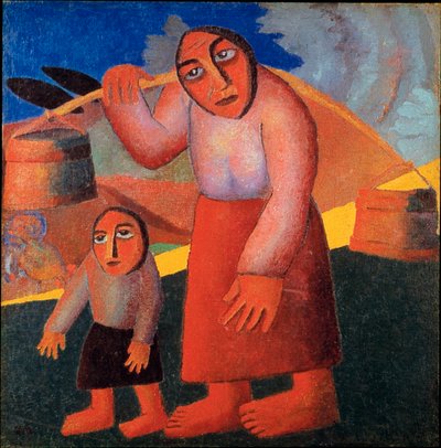Paysan avec des seaux Peinture de Kasimir Malevitch (1878-1935) 1911 Dim. 173x73 cm Amsterdam, Stedelijk Museum - Kazimir Severinovich Malevich