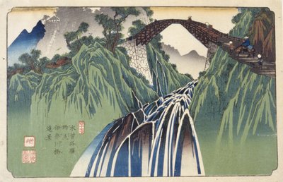 Vue lointaine du pont sur la rivière Ina à Nojiri, n° 41 - Keisai (1790 1848) Eisen