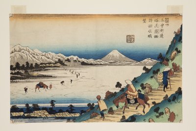 No. 31, Col de Shiojiri : Vue du lac Suwa (Shiojiri tōge, Suwa no kosui chūbō) - Keisai Eisen