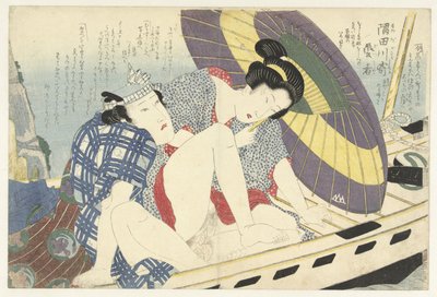 Geisha travaillant sur la rivière Sumida - Keisai Eisen