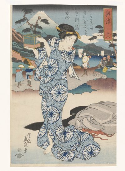 Femme debout avec une petite boîte - Keisai Eisen