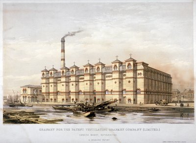 Grenier sur Canada Wharf, Rotherhithe, Londres, vers 1860 - Kell Brothers