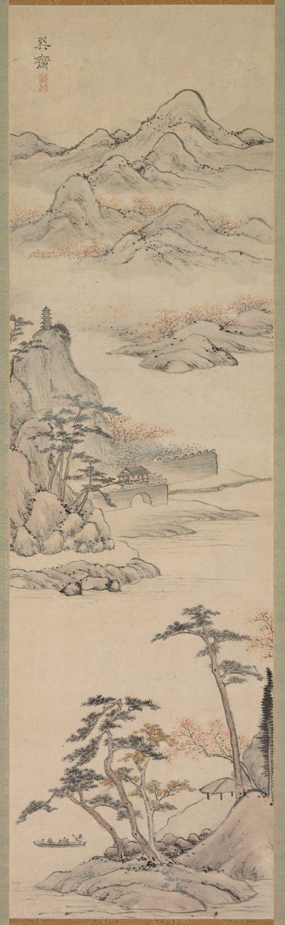 Paysage avec des bateliers - Kenkado Kimura
