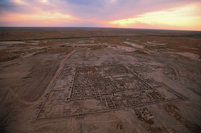Vue aérienne du site de fouilles, civilisation de l