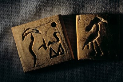Étiquette en ivoire prédynastique, première écriture, Dr. Gunter Dreyer, Égypte, 2005 - Kenneth Garrett