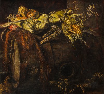 Vieux tonneau et épis de maïs - Kenneth Newton