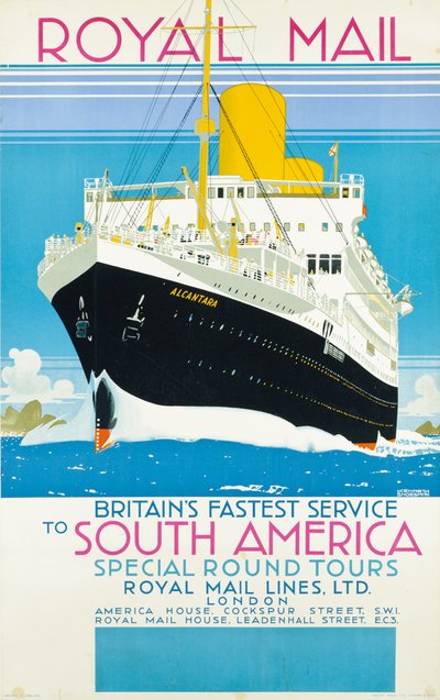 Affiche publicitaire pour le service Royal Mail vers l