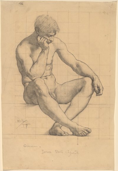 Nu masculin assis : Étude pour "Science" - Capitole de l