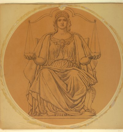 Étude pour "Justice," Lunette dans le palais de justice du comté de Hudson, Jersey City, NJ - Kenyon Cox