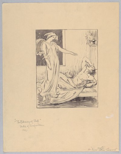 "La Bénédiction du sommeil," étude pour une affiche pour le composé de céleri de Paine - Kenyon Cox