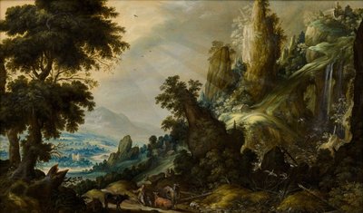 Paysage de montagne avec cascade - Kerstiaen Keuninck de