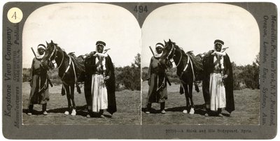 Un cheikh et son garde du corps, Syrie, années 1900 - Keystone View Company