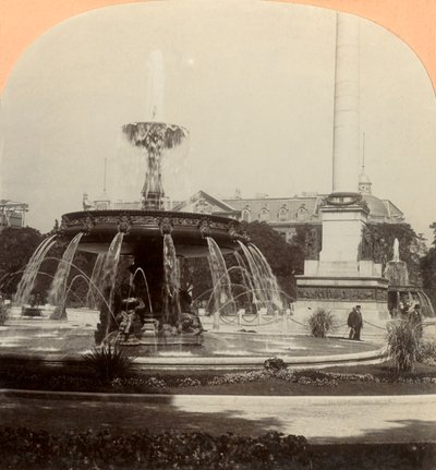 Place Royale, Fontaine, Stuttgart, Allemagne, 1896 - Keystone View Company