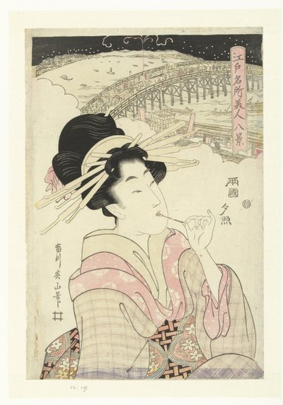Lueur du soir à Ryogoku - Kikugawa Eizan