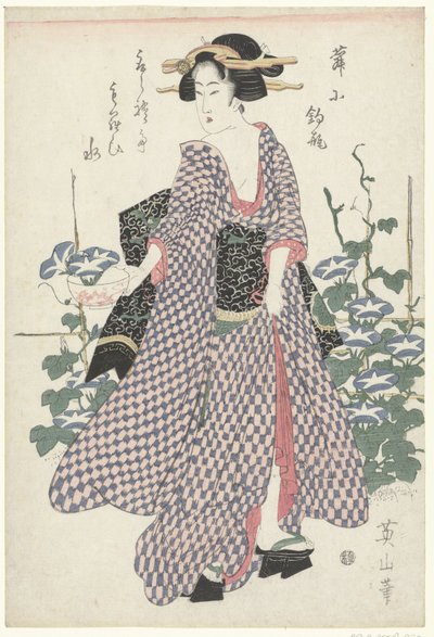 Courtisane et liseron bleu - Kikugawa Eizan