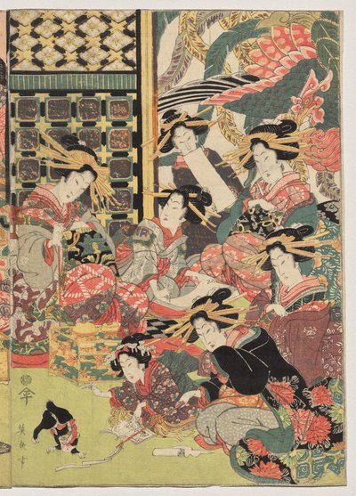 Une image de la vue dans les quartiers de plaisir - Kikukawa Eizan