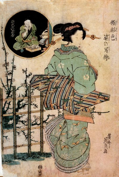 Courtisane tournant la tête. Estampe japonaise par Kitugawa Eizan (1787-1867) 19ème siècle Rennes, Musée des Beaux-Arts - Kikukawa Eizan