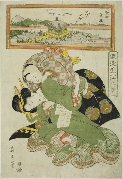 Oies descendantes à Katada (Katada rakugan), de la série "Huit vues à la mode d