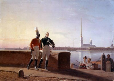 Le Tsar russe Alexandre Ier (1777-1825) et son frère Constantin au bord de la Neva - Kil