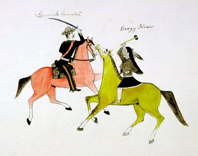Conflit entre le général George Custer 1839-1876 et Crazy Horse, Indien Sioux Dakota - Kills Two