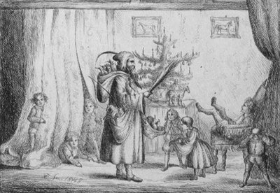 Père Noël apportant des cadeaux aux enfants du roi - King of Portugal Fernando II