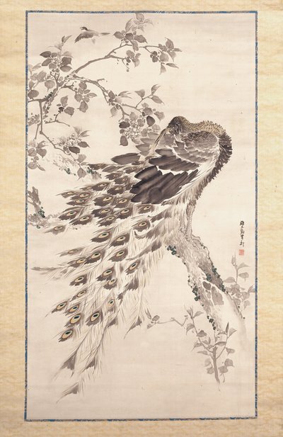 Paon sur un pommier-cerisier - Kishi Ganku