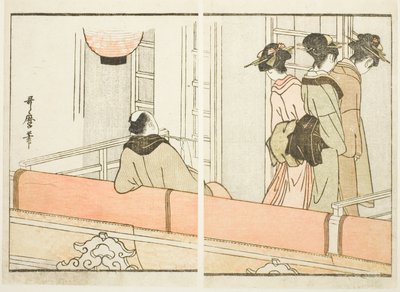 Une loge au théâtre Kabuki, extrait du livre illustré "Guide to the Actors
