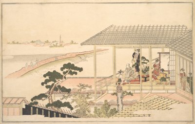 Fête dans une maison à Yoshiwara par une nuit de clair de lune, 1789 - Kitagawa Utamaro