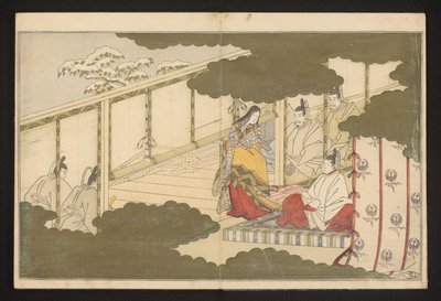 Scène de cour sous la neige - Kitagawa Utamaro
